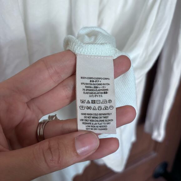 Free People Uptown Turtle Neck Shirt Size XS White Cream Flowy Choker Neck - Picture 7 of 11
